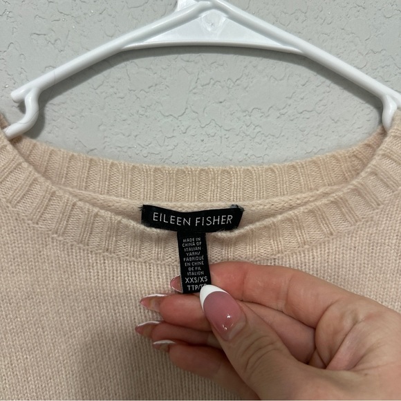 Eileen Fisher Womens Size XXS/XS Soft Peach Grey Lofty Cashmere Hi-Lo Sweater - Picture 3 of 6